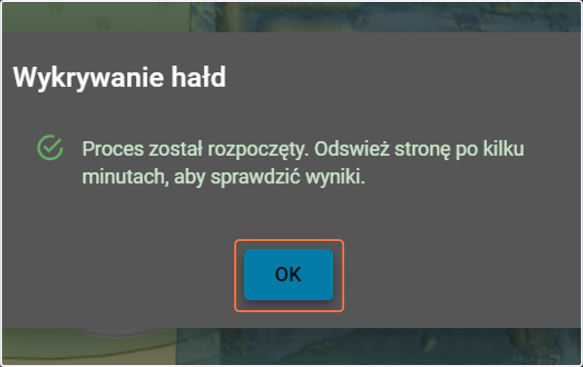Pojawia się komunikat o rozpoczęciu procesu generowania hałd.