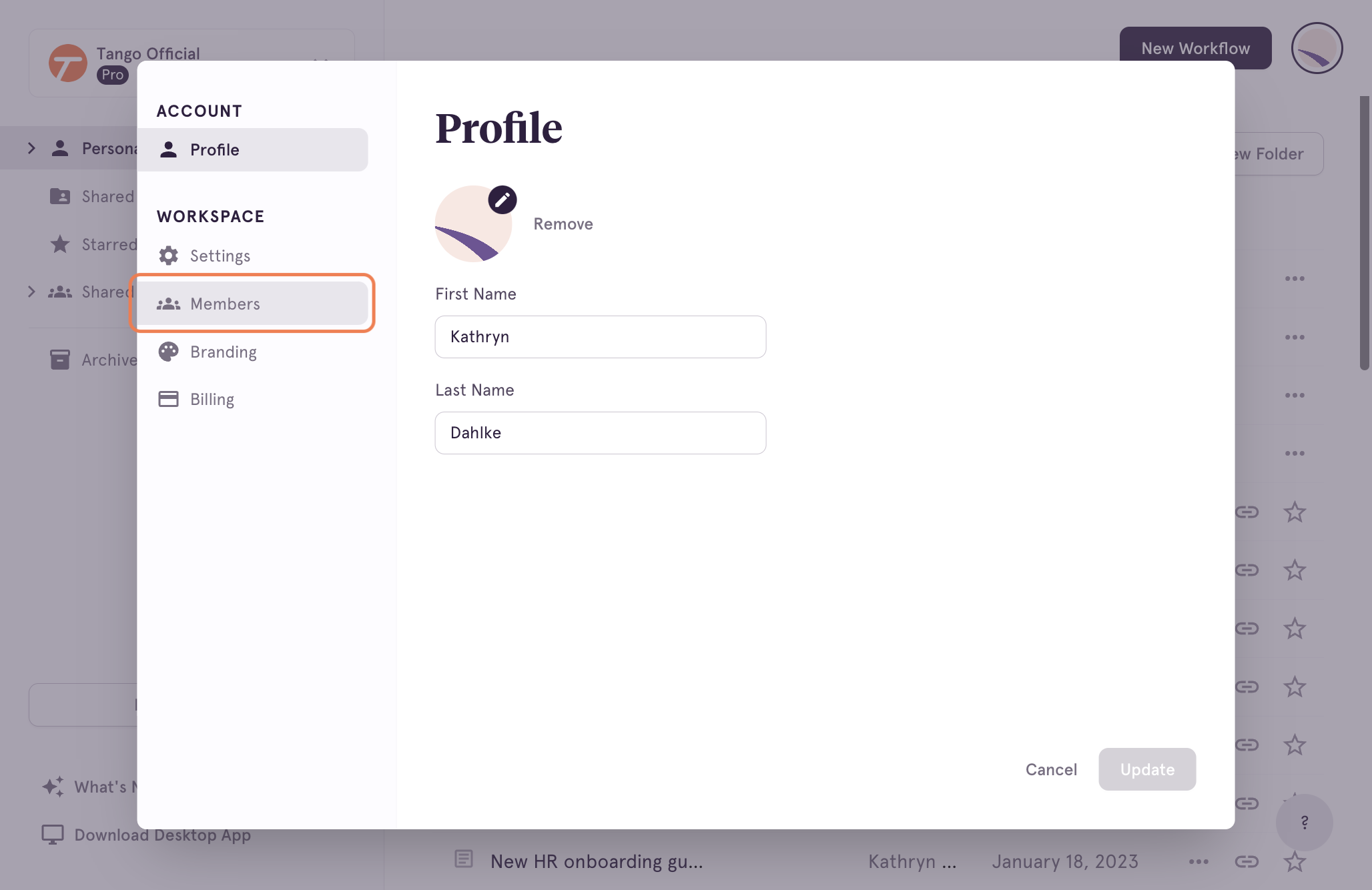 Click on Members