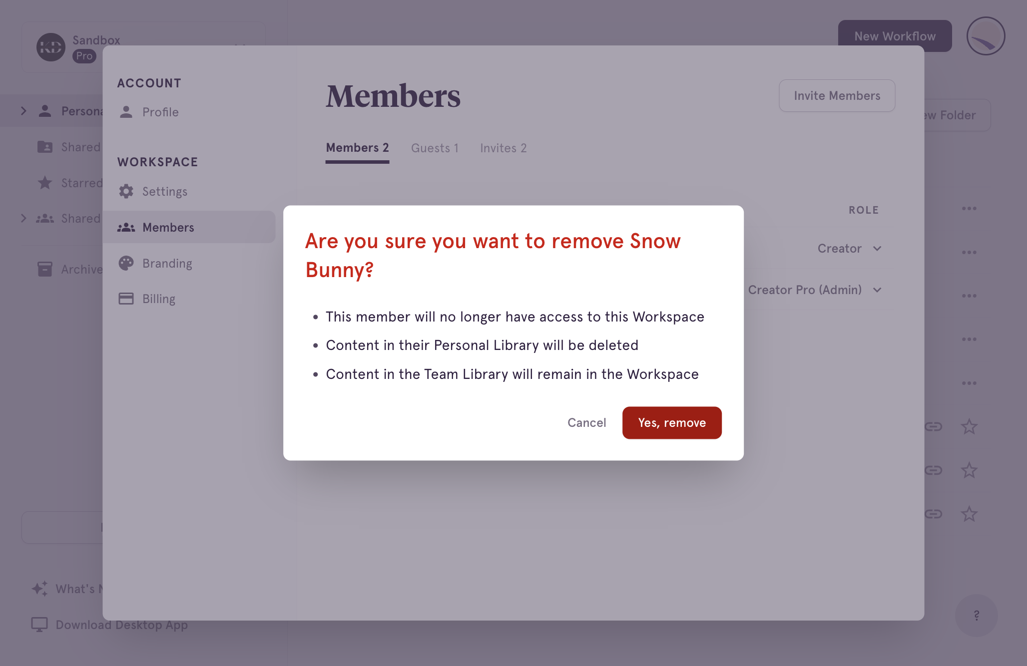 Click on 'Yes, remove' to double confirm