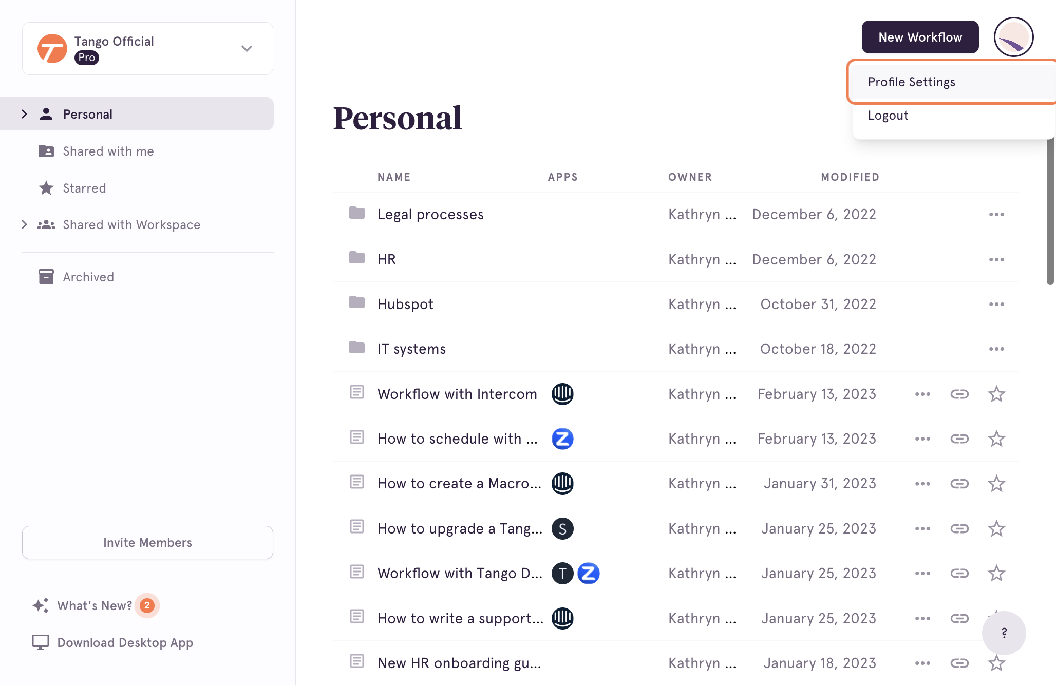 Click on Profile Settings
