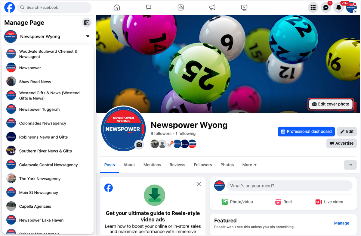 Click on Edit cover photo