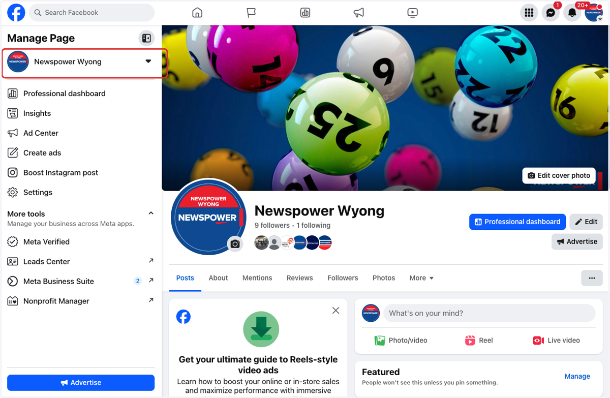 Go to your business page