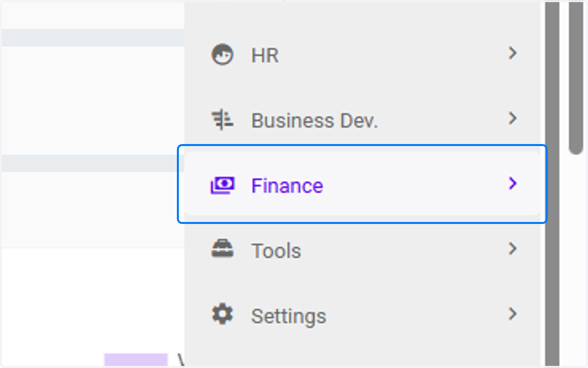 Click on Finance