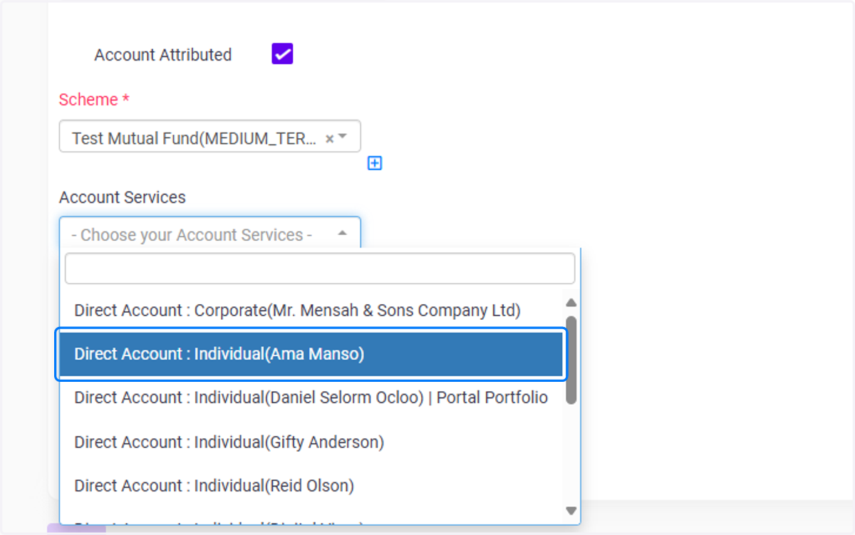 Choose your Account Services
