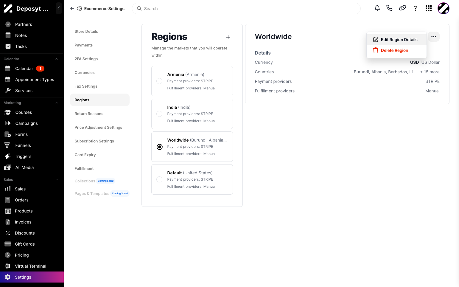 Managing Regions