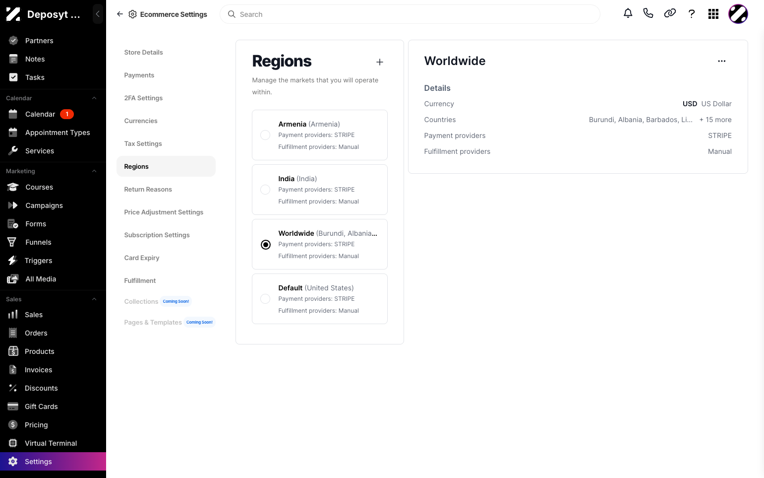 Managing Regions