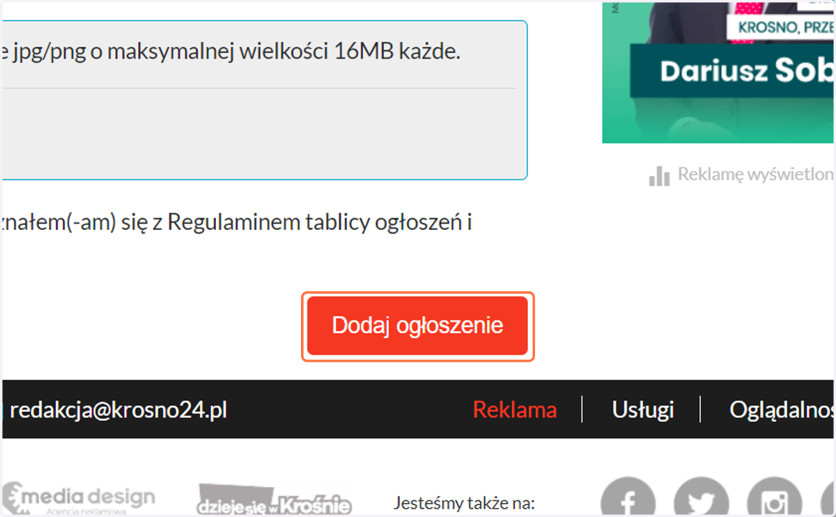 Na koniec kliknij Dodaj ogłoszenie