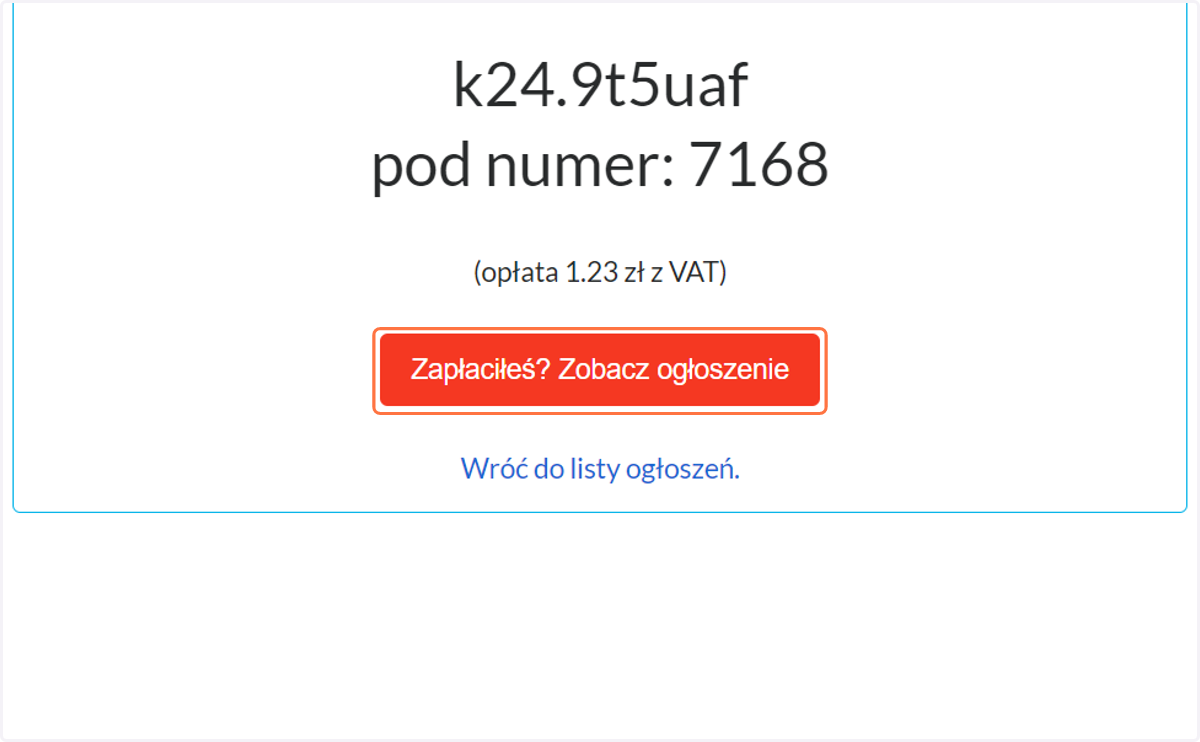 I wyślij SMS o podanej treści na nr 7168