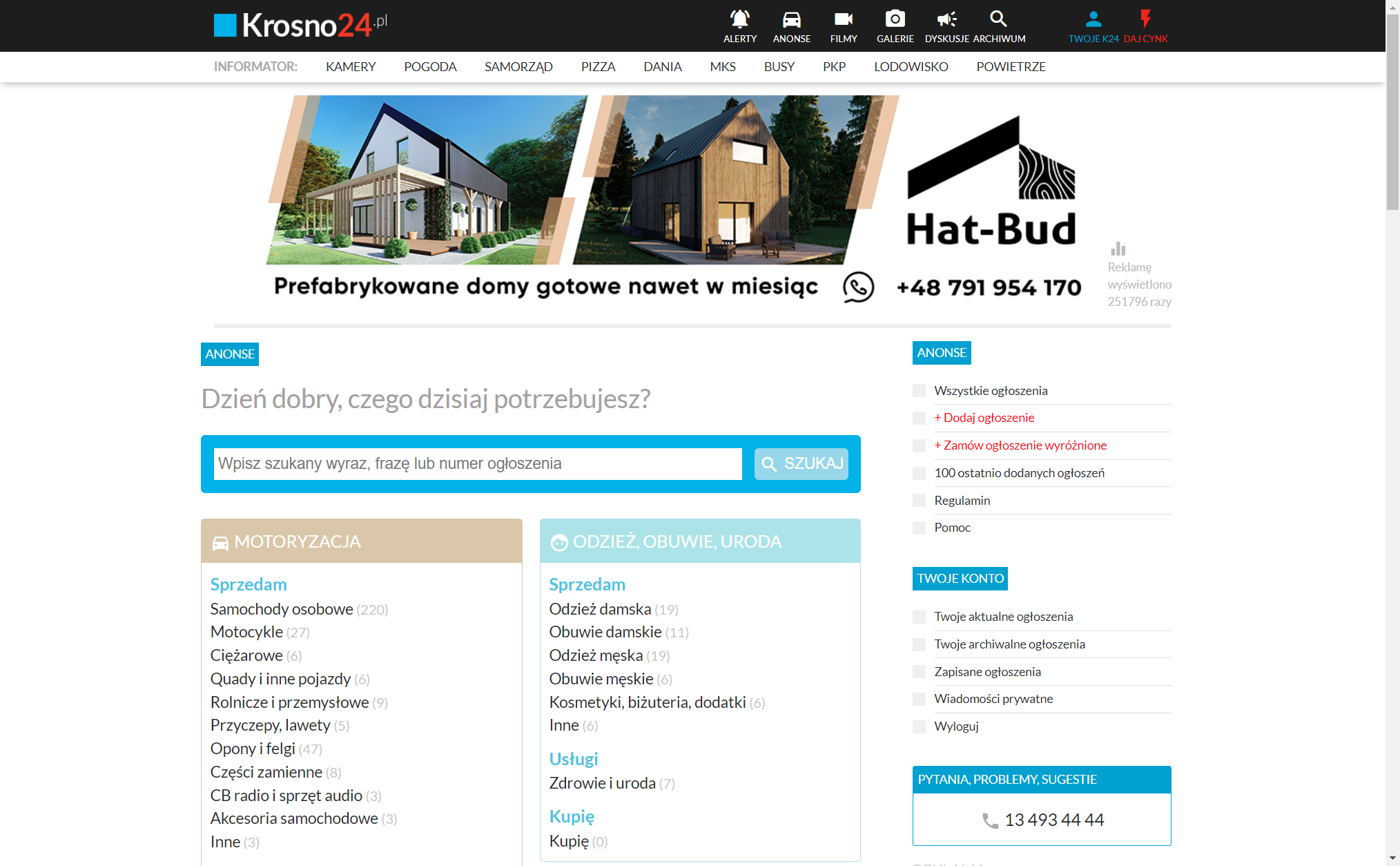 W menu po prawej stronie kliknij na + Dodaj ogłoszenie