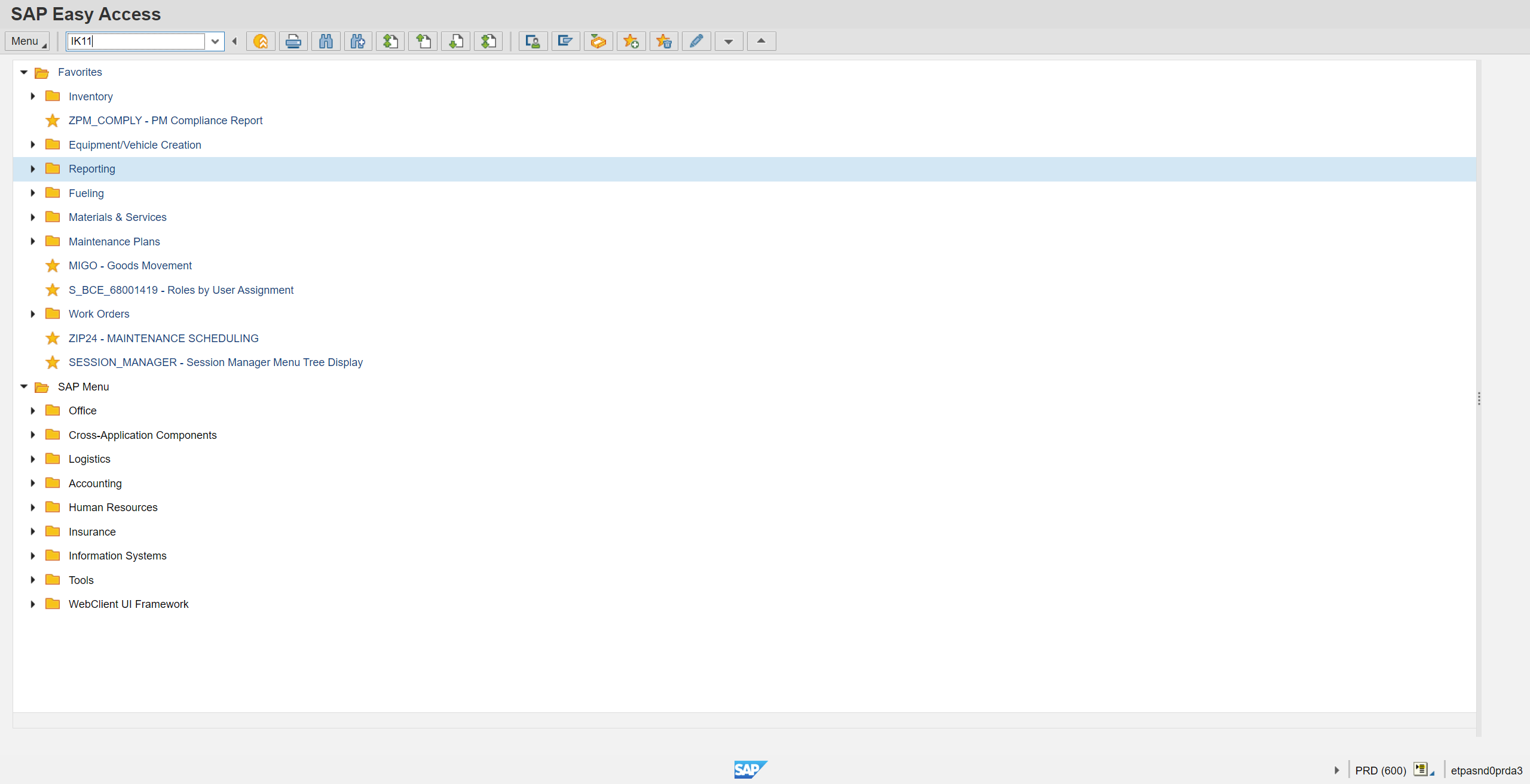 Type "IK11" in transaction code box. Press Enter.