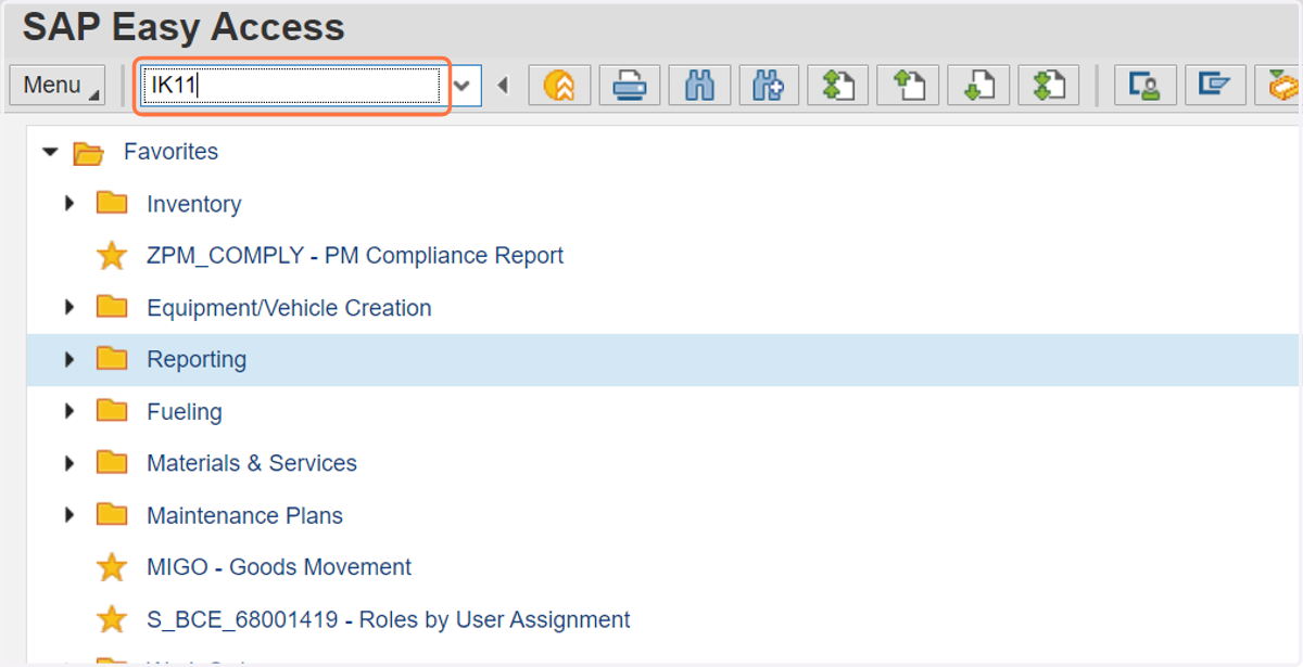 Type "IK11" in transaction code box. Press Enter.