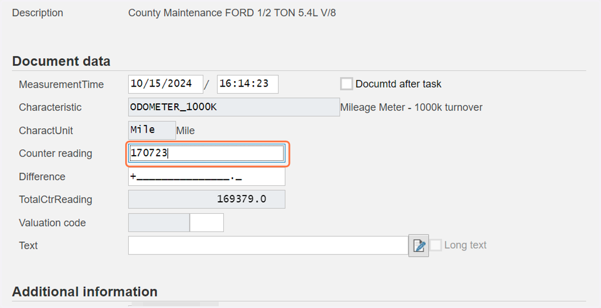 Input correct odometer reading for that date.