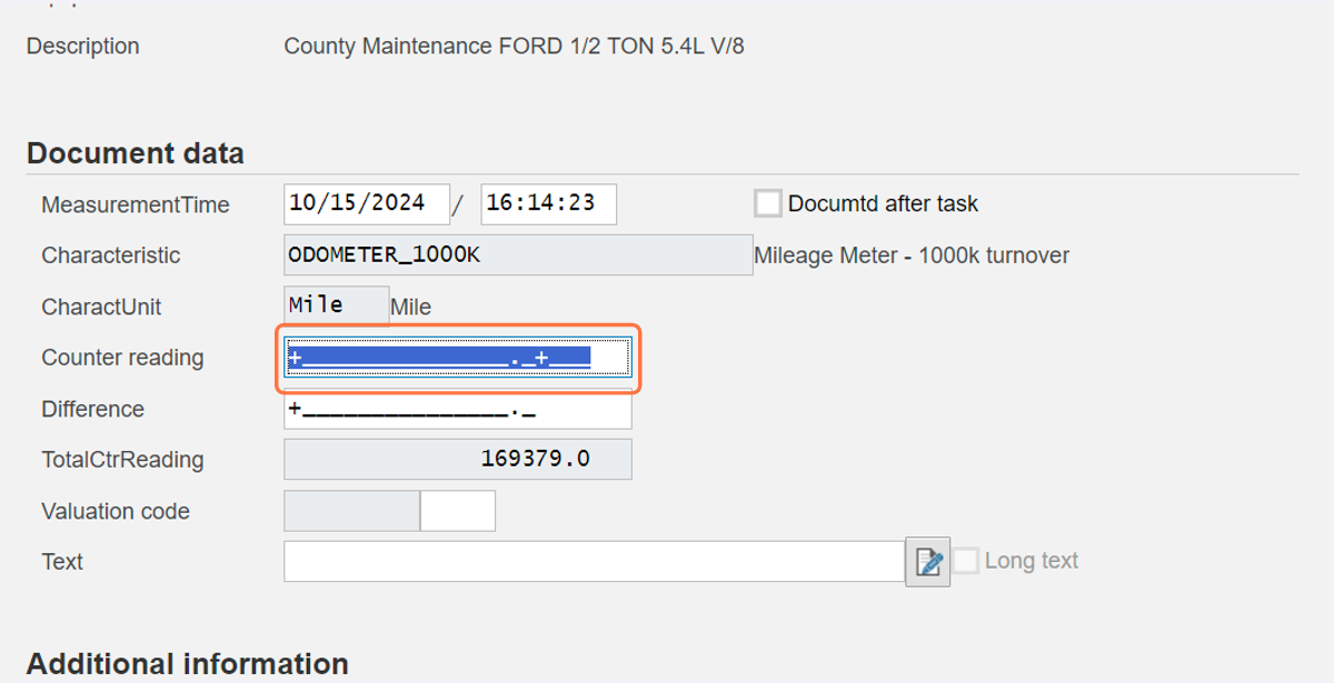Remove the entire counter reading field to clear.