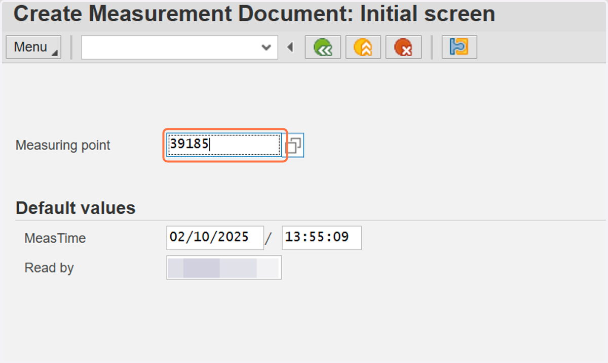 Paste Odometer's Measuring Position Code in the field. Press Enter.