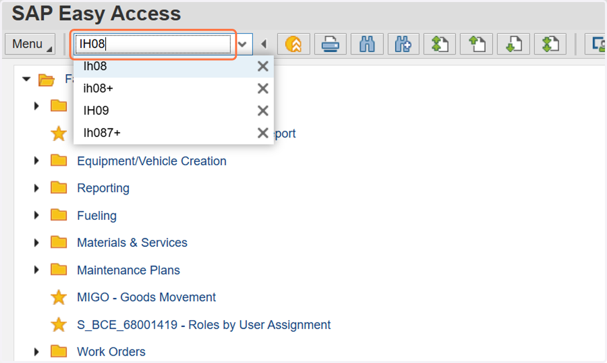 Type "IH08" in transaction box. Press Enter.