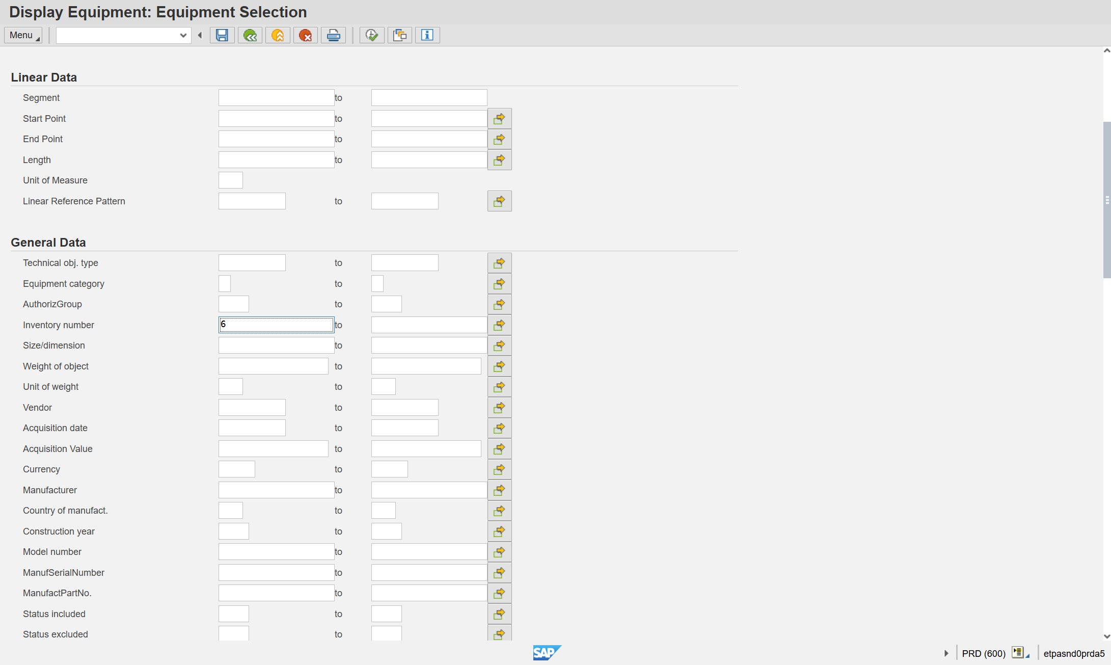 Type Inventory Number in the field under General Data.