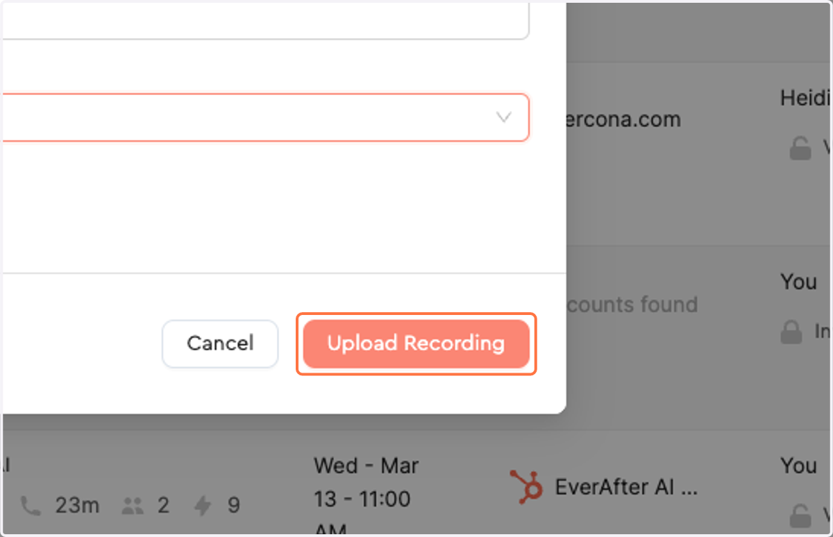 Click on Upload Recording