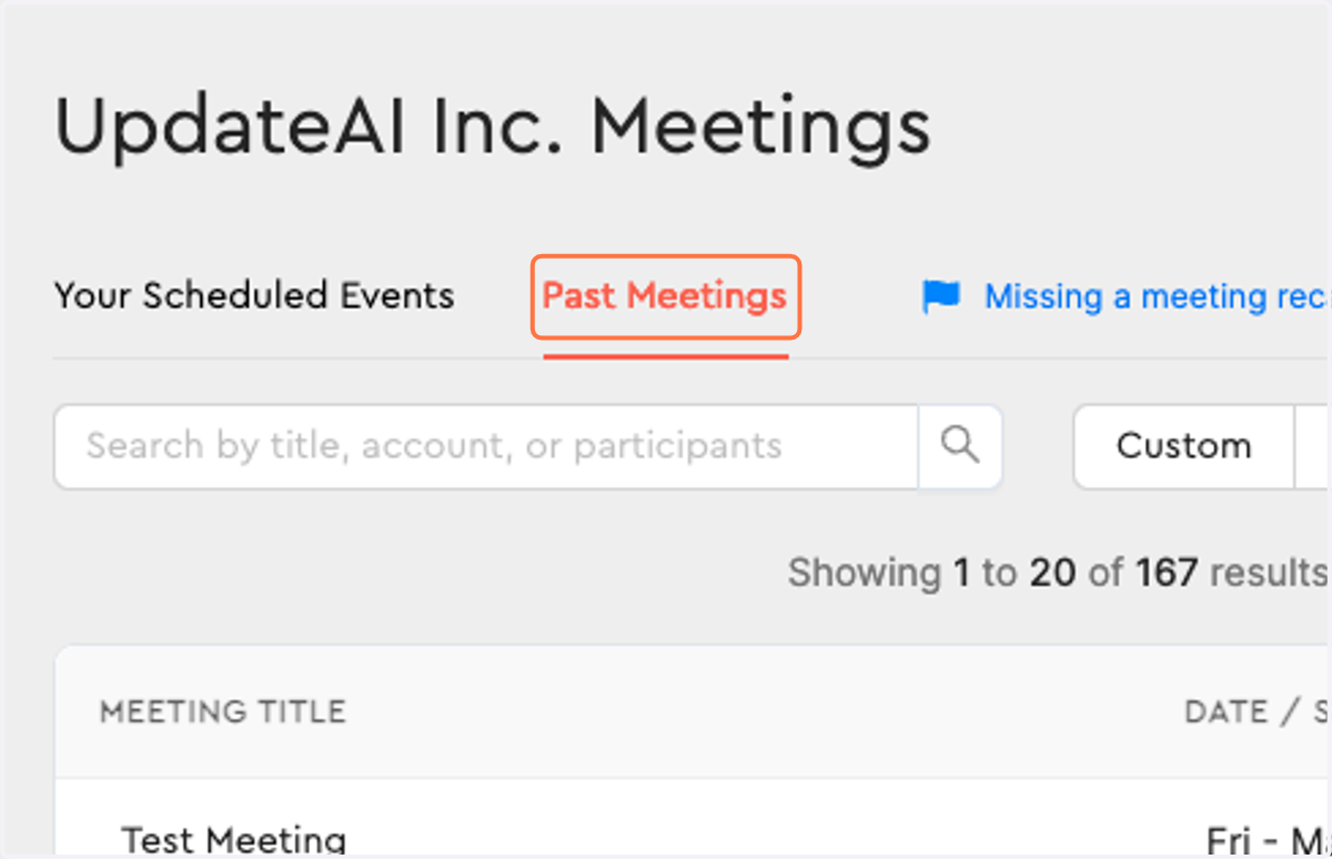Navigate back to Past Meetings