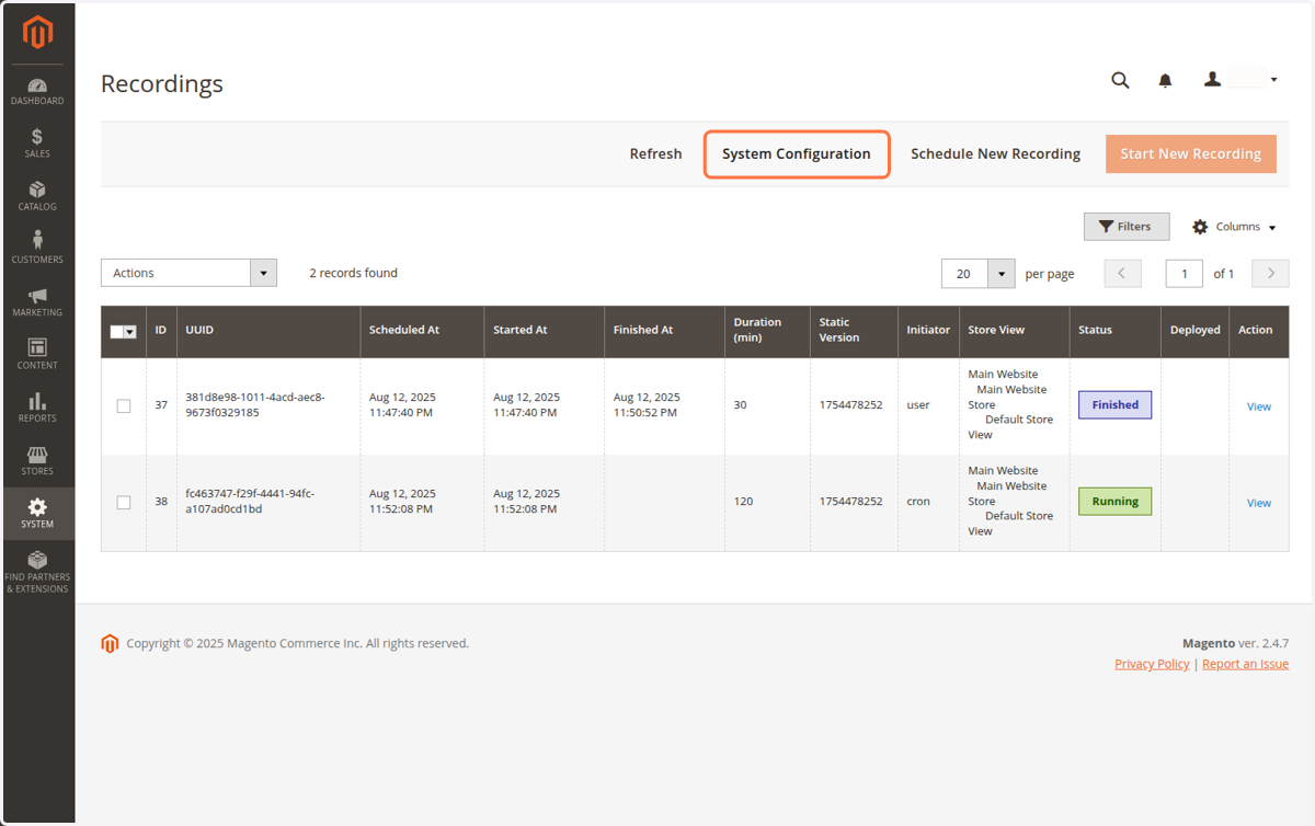 Click on System Configuration
