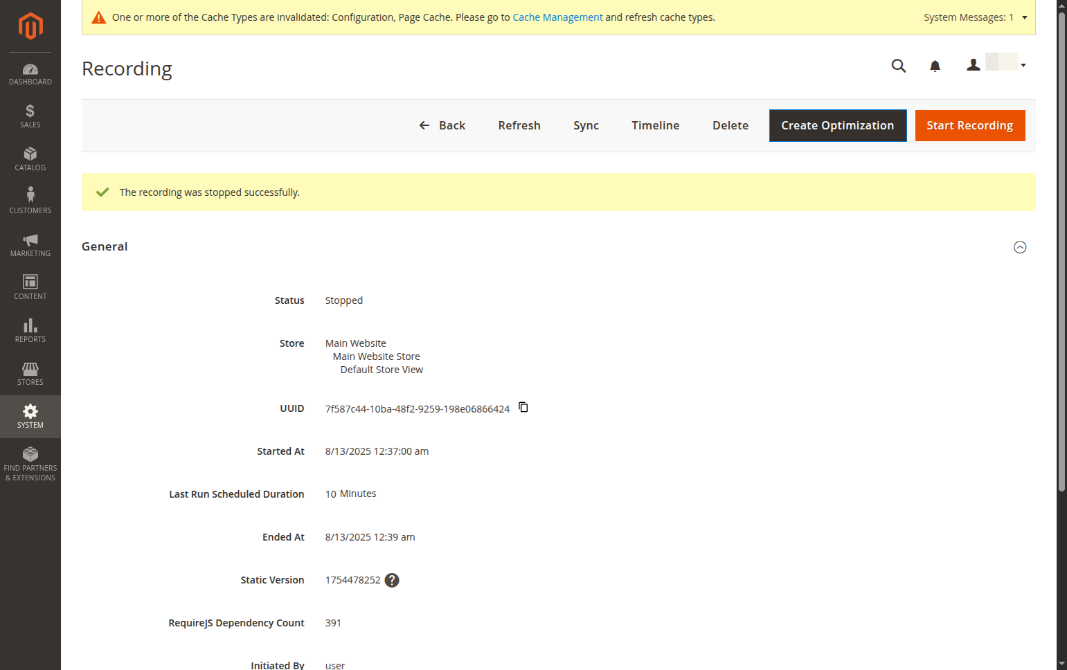 Click on Create Optimization