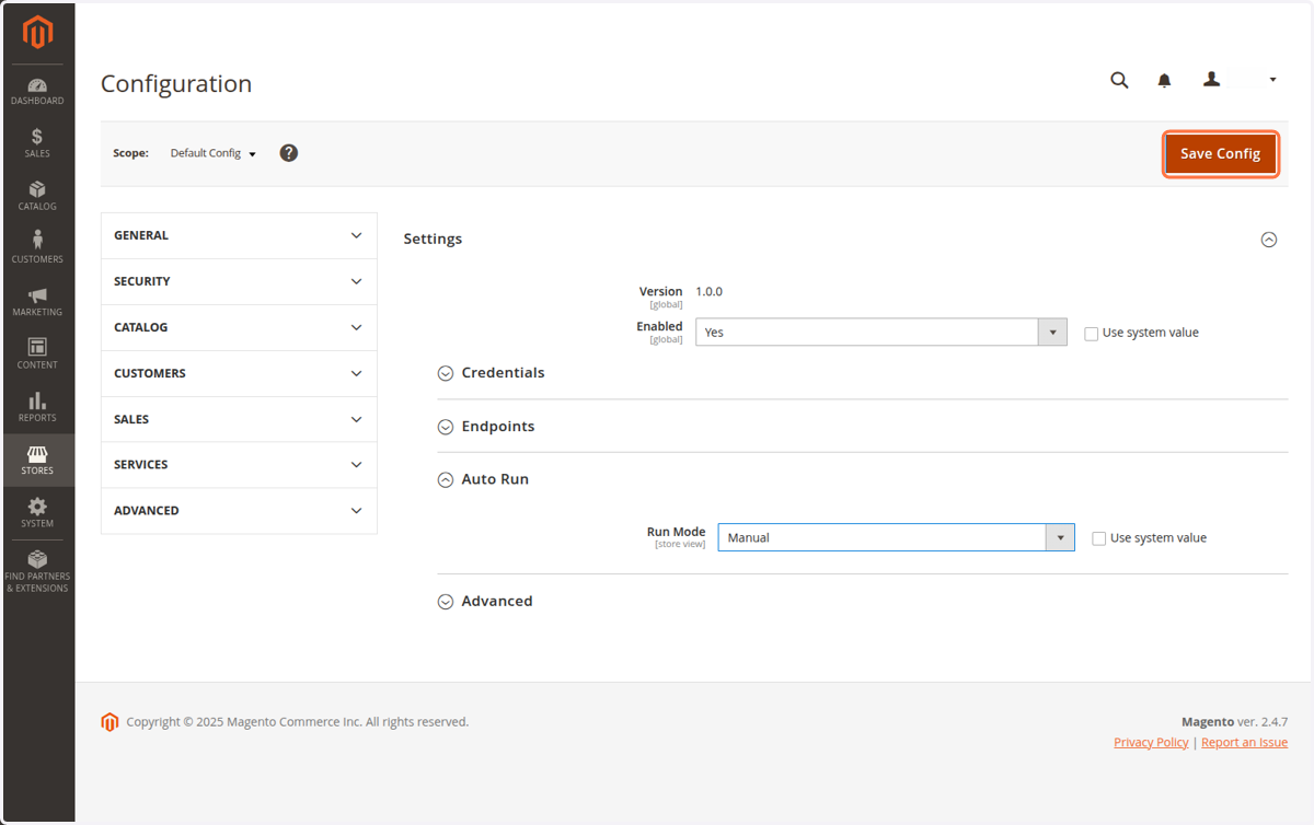 Click on Save Config