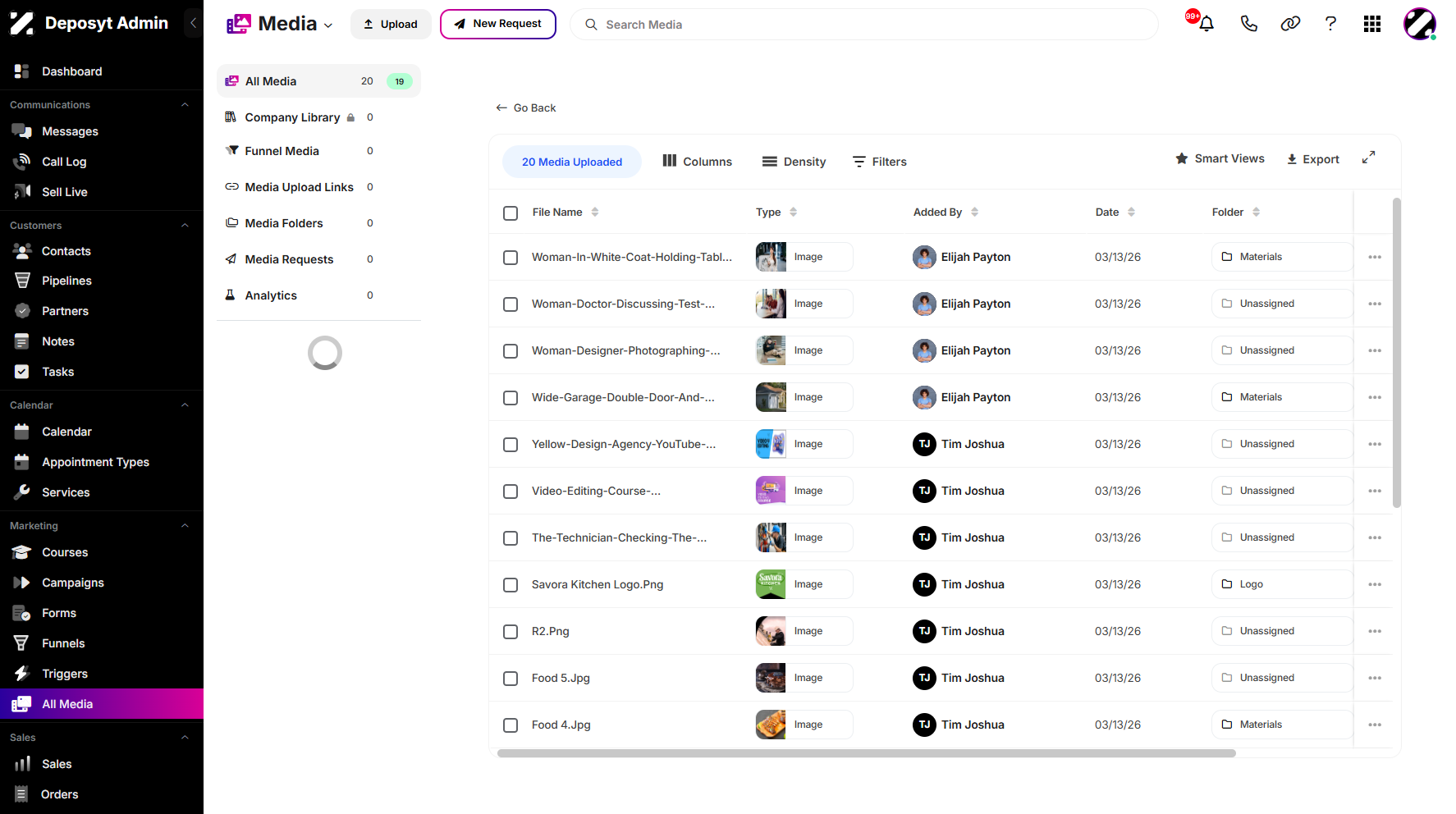 Step 4: You will be navigated to the All Media List View.
