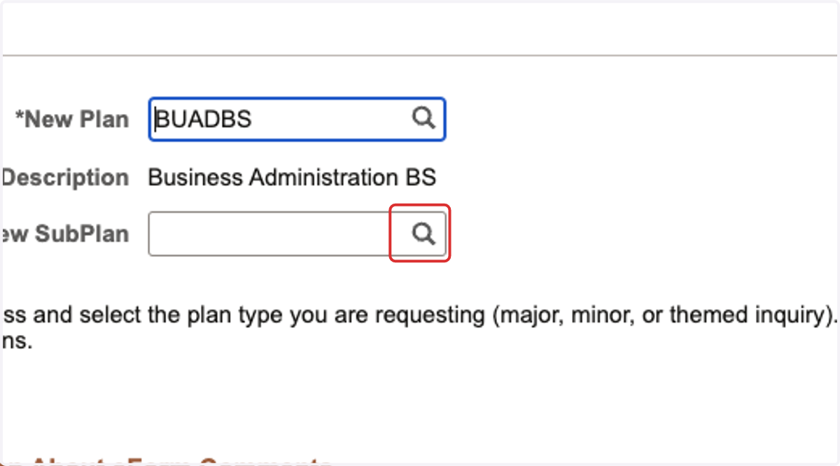 If applicable, you will need to add your selected sub-plan (area emphasis)