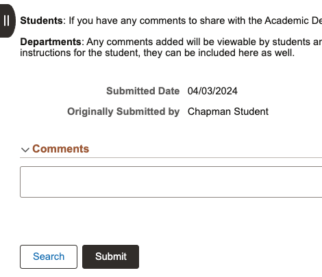 Leave comments for the registrar as necessary, then click submit!