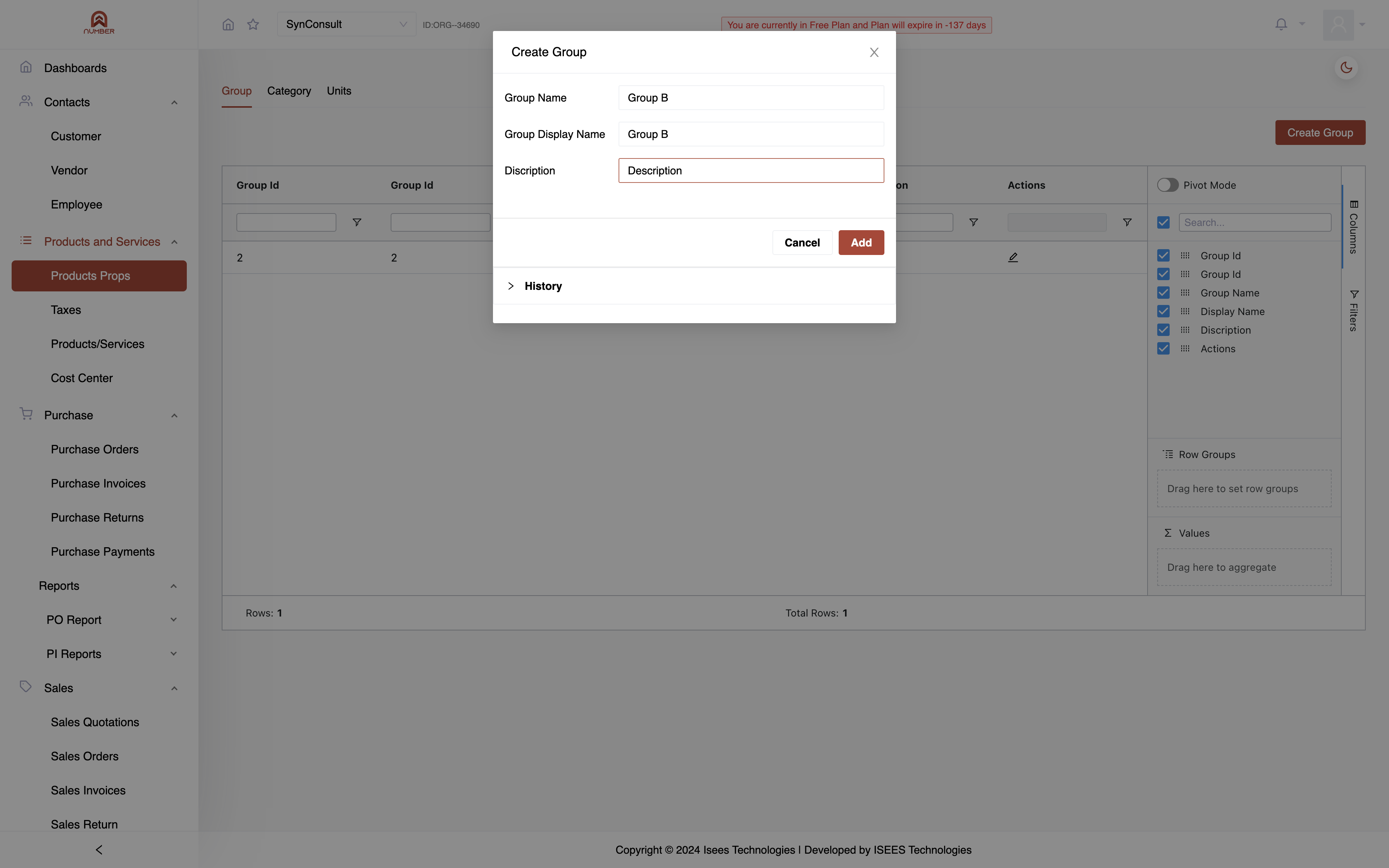 Click "Add" to create the group.