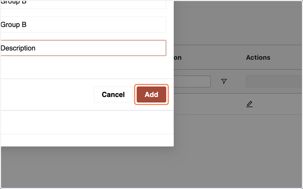 Click "Add" to create the group.