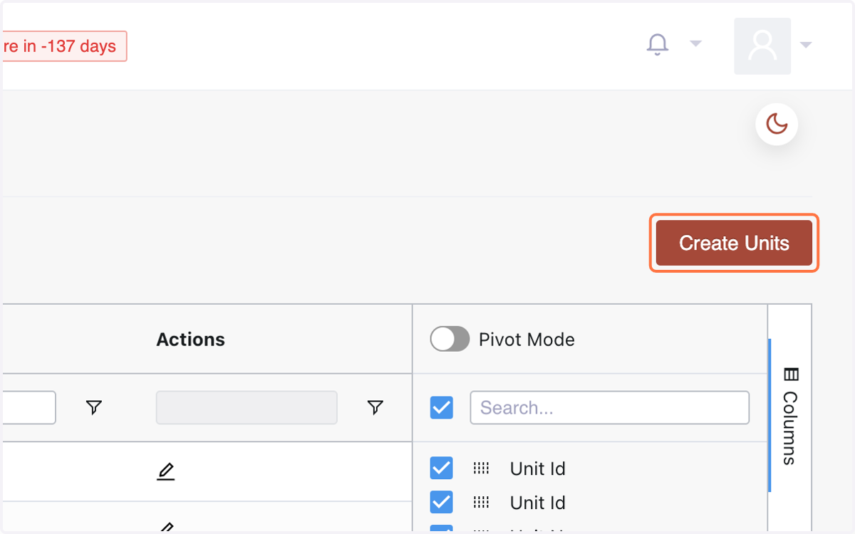 Click "Create Units."