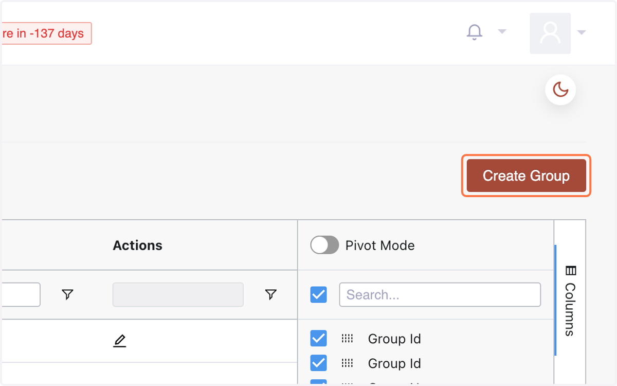To create a new group, click "Create Group"
