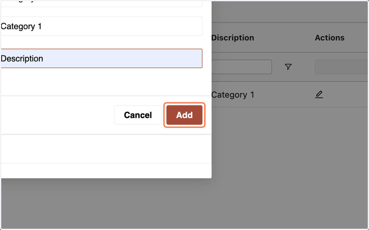 Click "Add" to create the category.