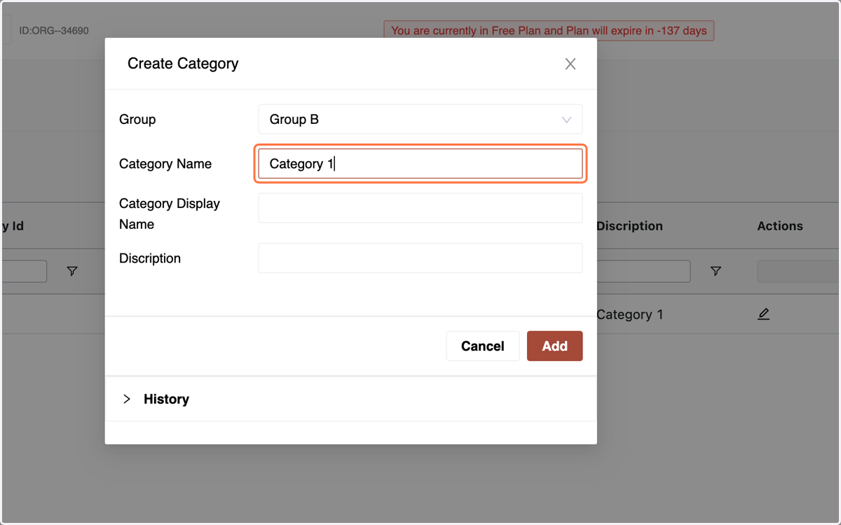 Fill in details: "Category Name"