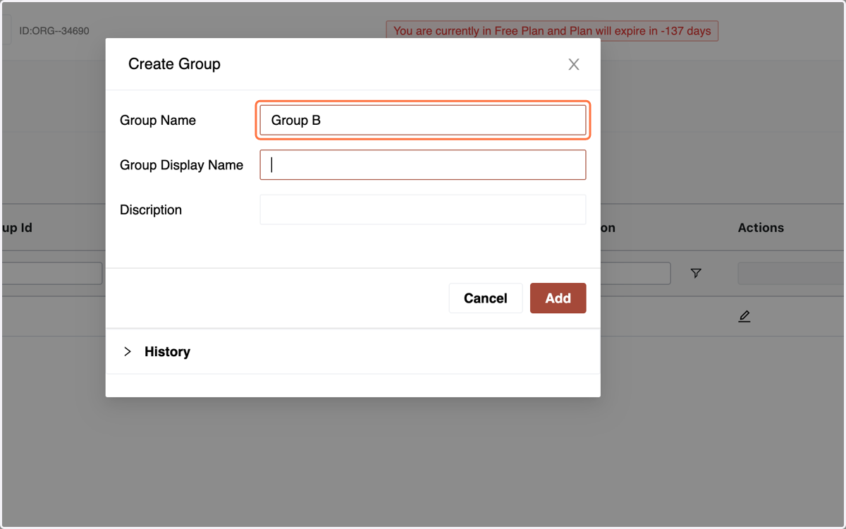 Enter group details: Name