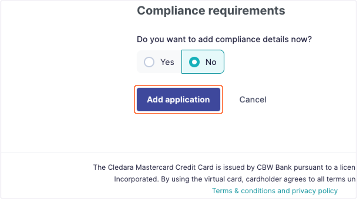 If it all looks good, click on Add application.