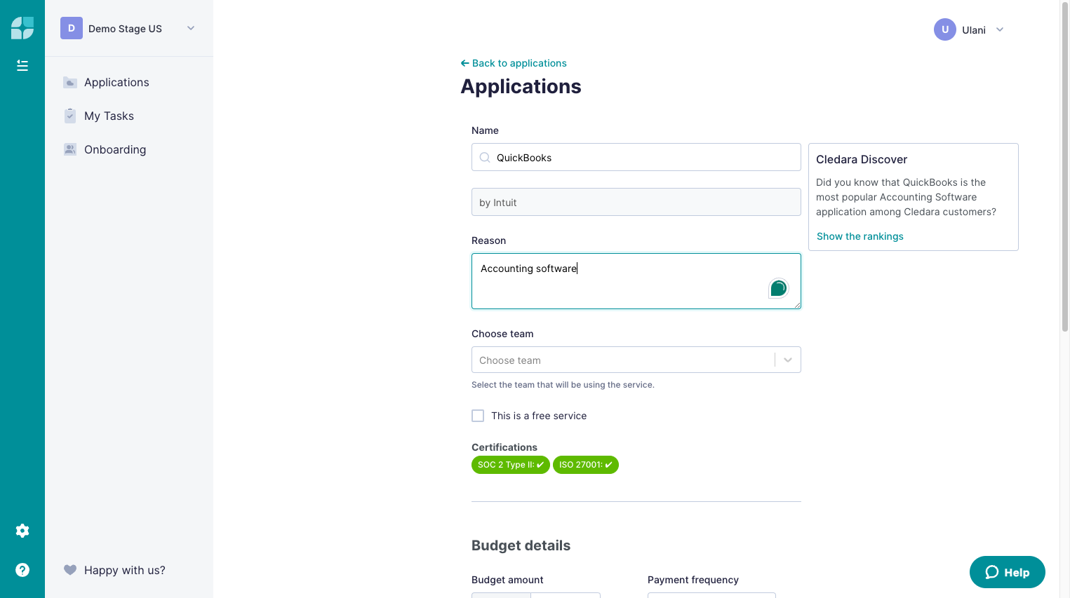 Type in the reason why your team needs this provider.