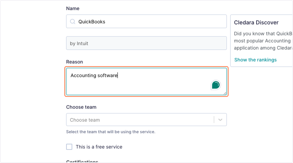 Type in the reason why your team needs this provider.