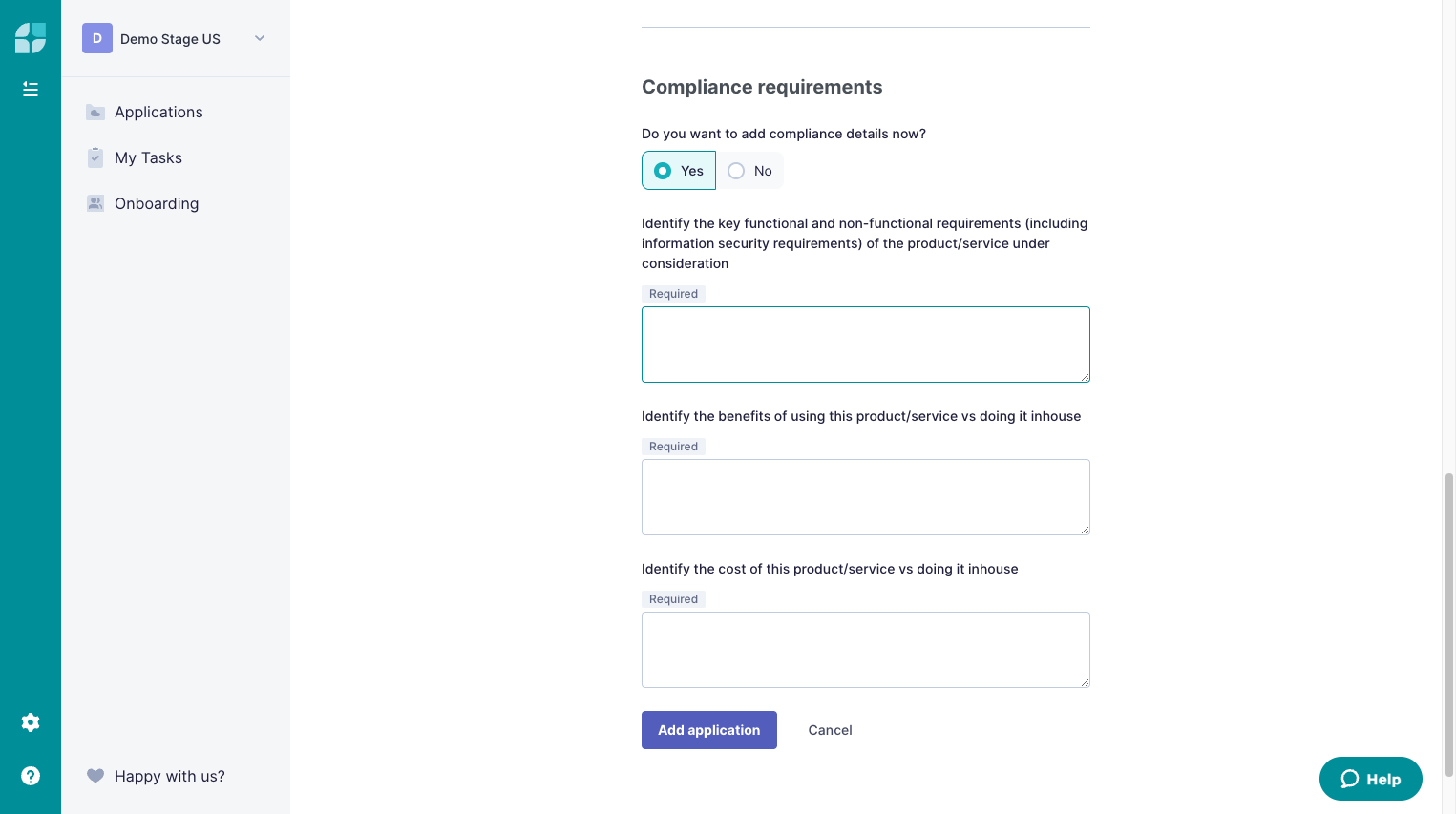 If your workspace has a Compliance module, you can either answer the pre-selected questions now, or -