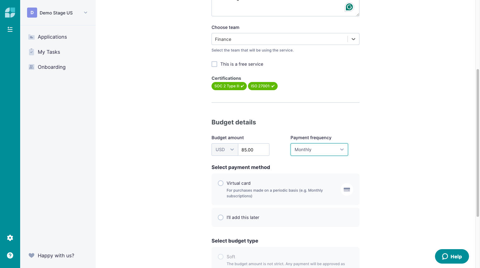 Select payment frequency. If it is a one-off payment, this option does not matter. You will have the option to disable the automatic top-up function later.