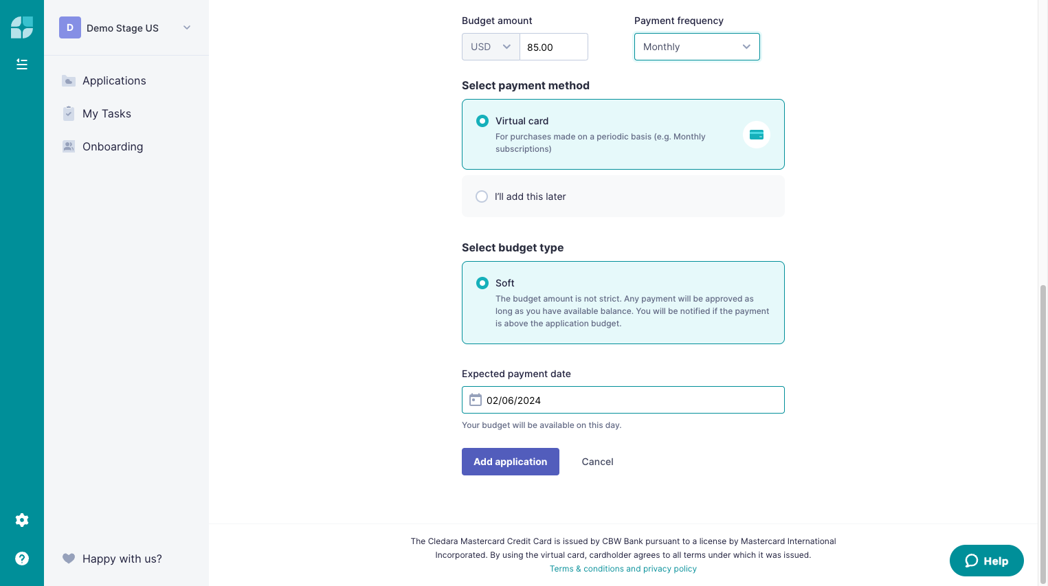 Select the expected payment date.
