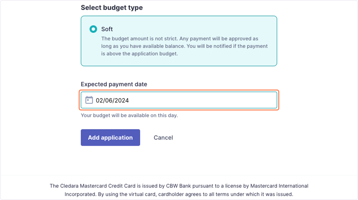 Select the expected payment date.
