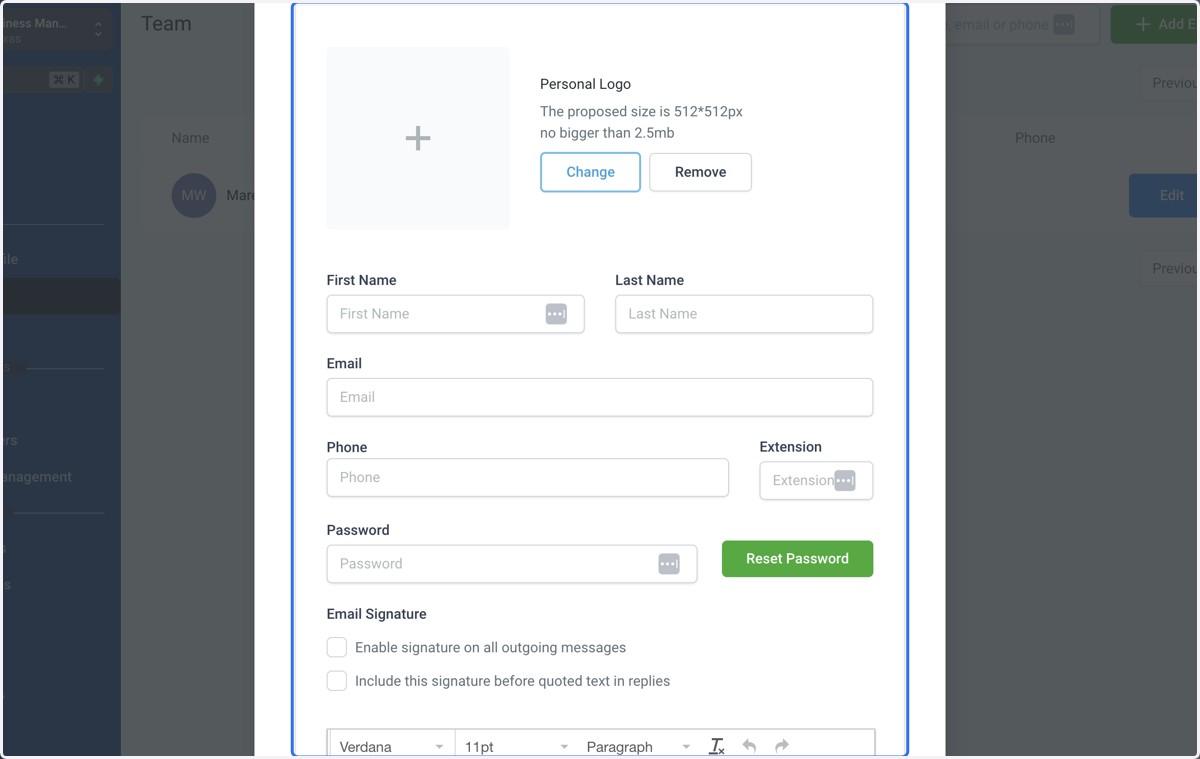 Add the User's Information to this section