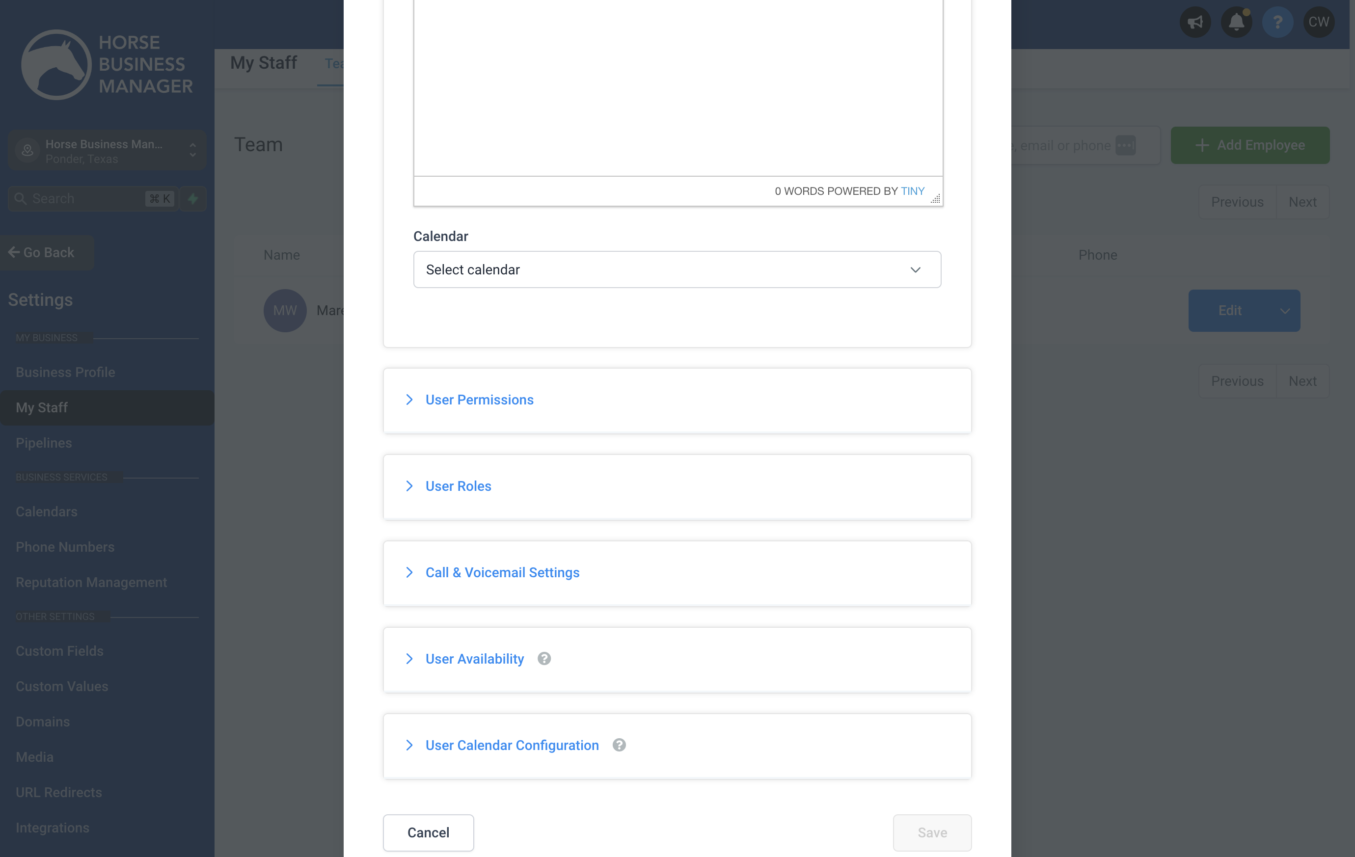 Open the User Permissions Tab