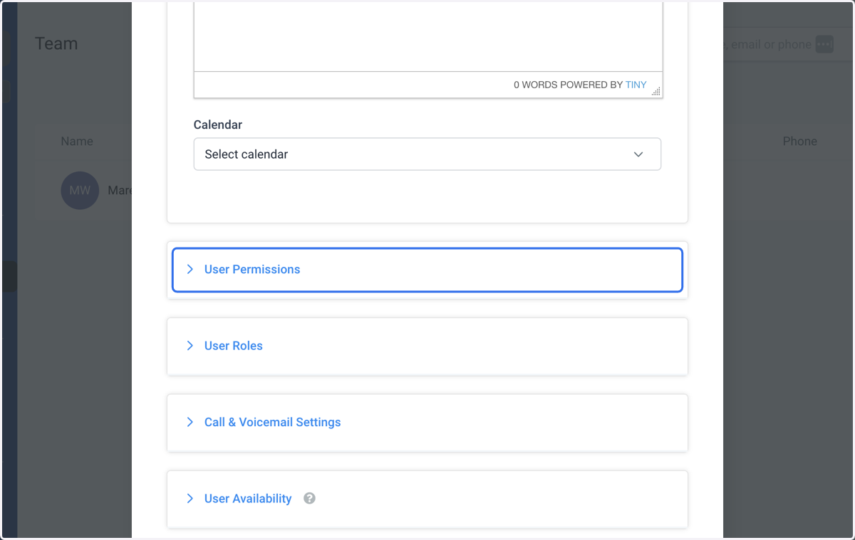 Open the User Permissions Tab