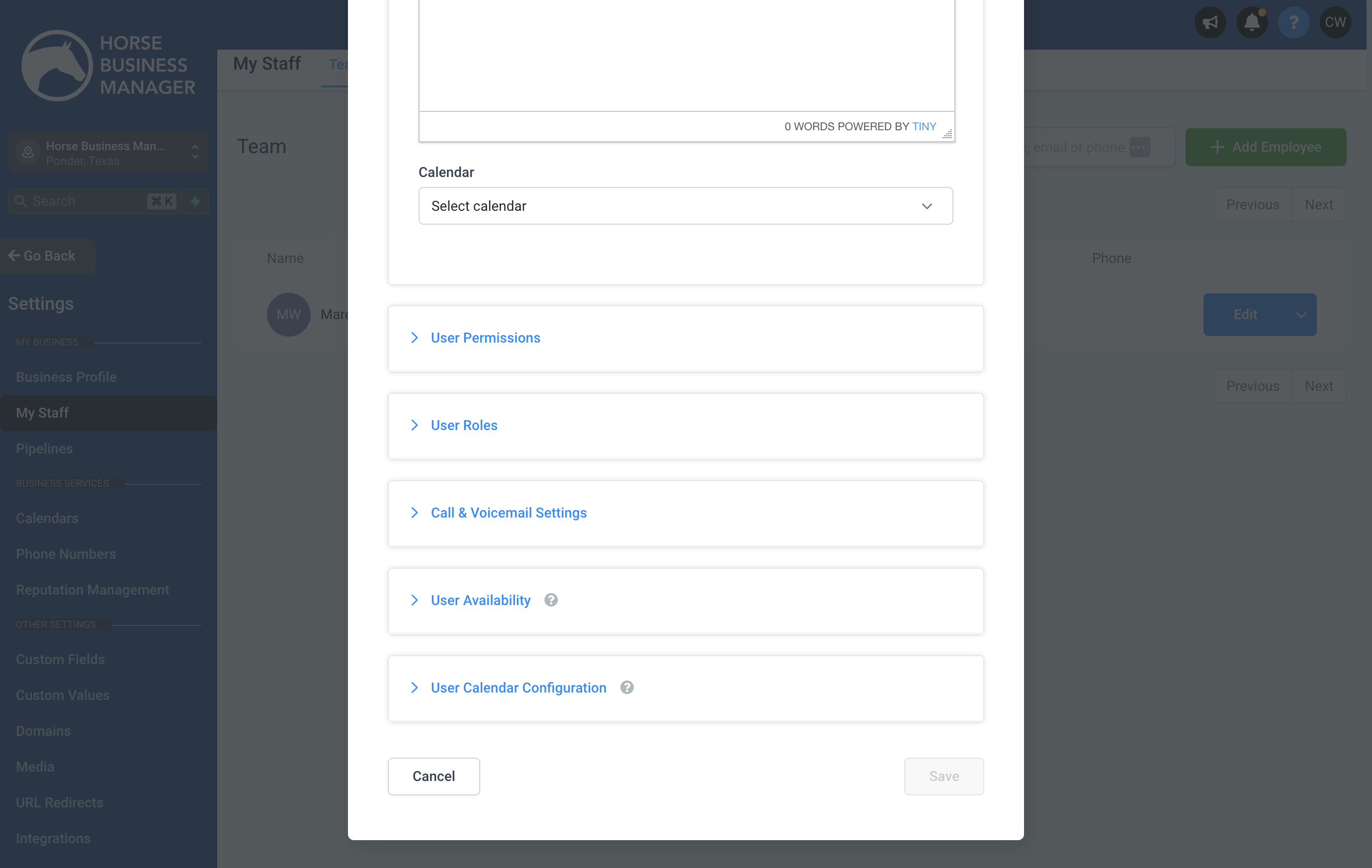 Open the User Roles tab