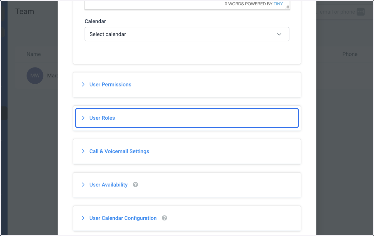 Open the User Roles tab