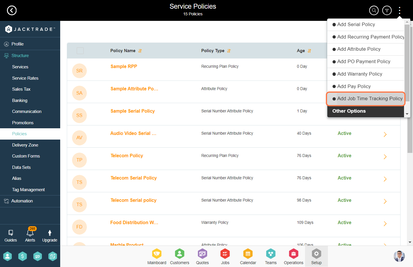 Click on Add Job Time Tracking Policy