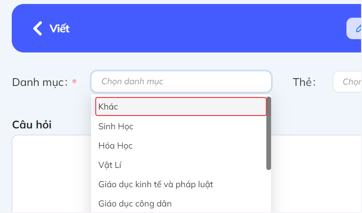 Nhấn chọn môn học