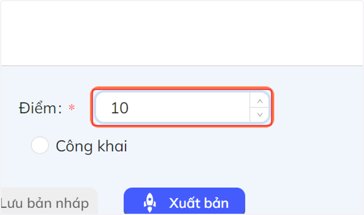 Tại khung "Điểm", nhập điểm